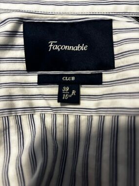 Faconnable Navy and White Striped Dress Shirt